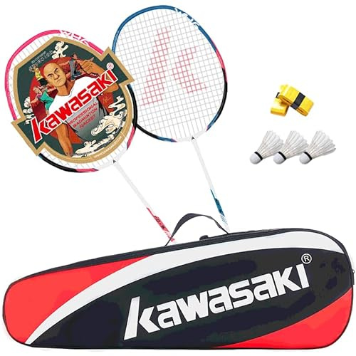 A1 TAAN Set di racchette da badminton professionali in grafite, peso leggero, per sport, allenamento e intrattenimento con 3 volani/2 fasce di maniglia/borsa per racchette