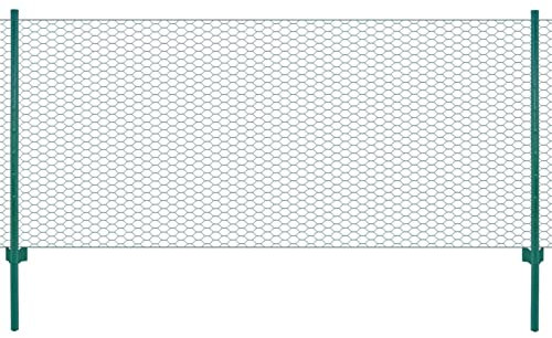 Homgoday Nätstängsel med stolpar, trädgårdsstaket, dammstaket, nätstaket, metallstaket, staket, staket, djurinhägnad, frihagnad, stål, grön, 25 x 0,5 m