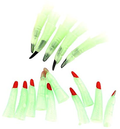 ABOOFAN 20 STK Hexennägel Falsche Fingernägel Falsche Nägel Gefälschte Partynägel Gefälschter Finger Der Halloween-Party Hexenfingerkostüm Gefälschte Fingernägel Vampir Leuchtend