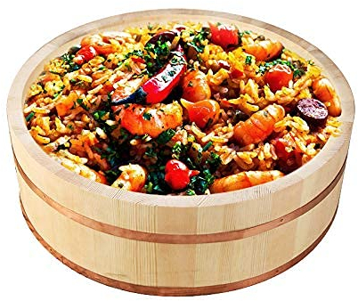 KARFRI Japanische Holz-Sushi-Wanne, Reis-Rührschüssel mit Kupferband, Sushi-Zubereitung, Servierpfanne, Reis-Eimer, 40 x 15 cm (40 x 15 cm)