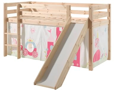 möbelando Spielbett >Pino< in Kiefer massiv Natur - 210x114x218 (BxHxT)