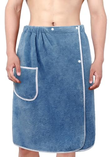 JIAHG Saunakilt Herren, verstellbar Saunahandtuch Duschtuch mit Druckknöpfe, Große Schnelltrockend Saunatuch Saunarock Saunasarong, Sauna Handtuch,Frottee, Saunatücher,70 x 140 cm