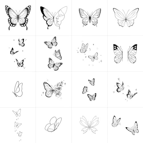 16 Fogli Tatuaggi Temporanei Farfalle Donna Ragazze, Tatuaggi Realistici Farfalla per il Corpo, Tatuaggi Finti Farfalla Resistenti all'Acqua, Accessori per Corpo