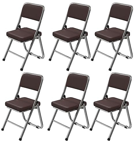 Chleby 6 Set Bequemer Klappstuhl Küche Leder Klappstühle Besucherstuhl mit Gepolstert Klappbare Esszimmerstühle sind geeignet für Küche, drinnen, draußen, Konferenzraum Schwarz lila