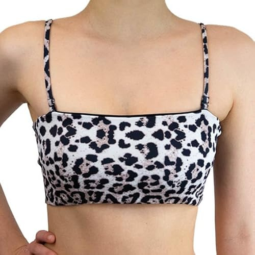 MYLILY Bikini Top Bandeau | Bandeau Reggiseni a Fascia Ladies | Spalline Removibili e Top Senza Spalline | Bikini Top Leopardato Donna (L)