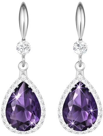 Linawe Conjunto de joyas de plata para mujer, pendientes colgantes, pendientes de cristal, diamantes, pendientes de joyería a la moda, pendientes colgantes de plata, moissanita