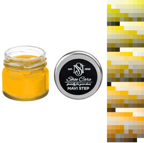MAVI STEP Leder-Schuhcreme, Cremefarbe mit Wachs zum Nachfärben – glatte Lederpflege, Stiefelglanz, individuelle Farbe, gelb