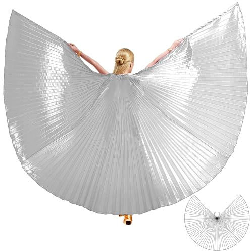 MUNAFIE Ailes d'Isis Unisexe pour Adultes Cape de Danse Orientale avec bâtons Costume d'halloween Costume de Danse Orientale Dames pour Carnaval Cosplay Party