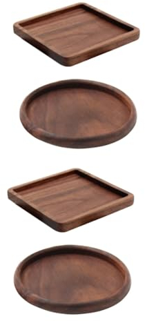 TOPBATHY 4 Pièces Porte-gobelet sous-Verres à thé Dessous de Verre Montagnes Russes Modernes Set de Table en Bois Tapis Porte-gobelet en Bois sous-Verres en Bambou