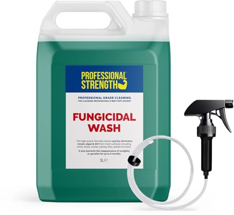 Professional Strength Fungicidal Wash Green Algae & Mould Remover 5 L (Pack of 1)– Powerful Biocidal Cleaner for Indoor & Outdoor Surfaces