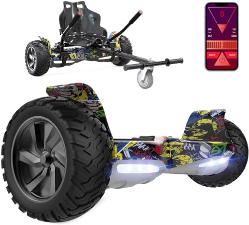 GeekMe Hoverboards mit sitz,8.5 All-Terrain mit leistungsstarkem Motor APP Bluetooth eingebaut + Hoverkart Zubehör für Hoverboards