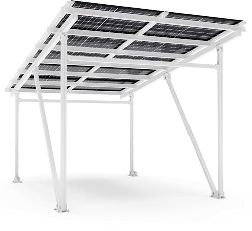 Solar Carport 5250 Watt Bifazial Glas/Glas Module PV Garage Aluminium Solarcarport 5,60 x 3,70m - 5,25 KW (weiß)