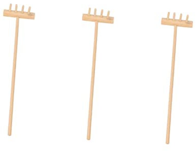 Toyvian Mini Zen Garden Rake Set 3 Pieces 14cm x 3.5cm Four Tine Desktop Garden Tools for Kids and Adults Meditation Sand Table Accessories