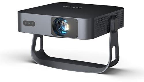 Smart Beamer Netflix Offiziell Mini Beamer 4K mit Autofokus & Trapezkorrektur, VOPLLS 25000L 1080P Full HD WiFi6 Bluetooth Beamer Klein Heimkino/Outdoor 360° Drehbar Projektor für Handy