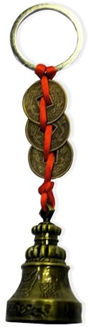 Home Genie Porte-clés Feng Shui en forme de pièce de monnaie et cloche | Symbole de richesse, de chance et d'énergie positive | Accessoire parfait pour la maison, la voiture et comme cadeau