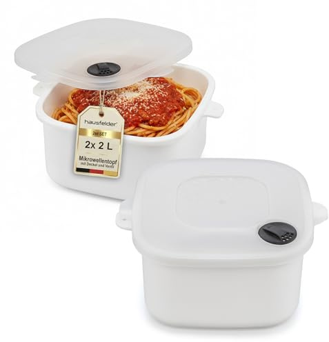 Hausfelder Set di stoviglie per microonde con coperchio, 2 ciotole da 2