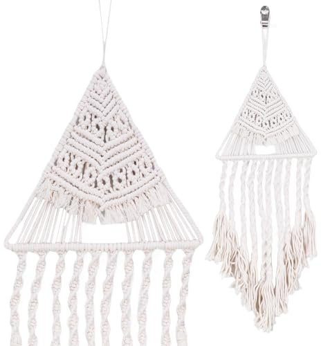 Arazzo da parete in macramè intrecciato a mano, in cotone macramè, acchiappasogni boho con nappe (70 cm, grigio/beige), decorazione da parete tessuta a mano per camera da letto, soggiorno e matrimonio