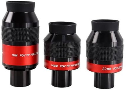Teleskoptillbehör teleskop okular 70 graders platt fält 7 mm 14 mm 22 mm ultra vidvinkel okular astronomiskt teleskop tillbehör teleskop okular (1 set)