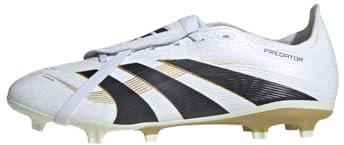 adidas Unisex Bota de fútbol Predator League Fold-Over Tongue césped Natural seco/multisuperficie, Cloud White/Core Black/Gold Metallic, 36 2/3
