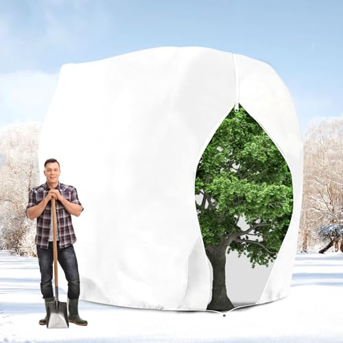 SHTALHST Winterschutz für Pflanzen XXL, 250x360cm, 80g/m² - Frostschutzhaube für Pflanzen, mit Reißverschluss & Kordelzug - Winterschutz für Palmen draußen, Pflanzenschutz Winter, Weiß