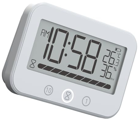 Fcnjsao Orologio da bagno con conto alla rovescia con lettura della temperatura e funzione per docce familiari