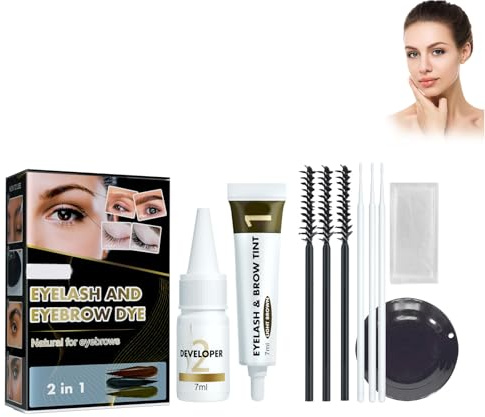 Brown Eyebrow Colour, Eyelashes And Eyebrows Colouring, Natural Result, Lasts Up To 6 Weeks, Salon Home Use For Full Eyebrows And Eyelashes Volume