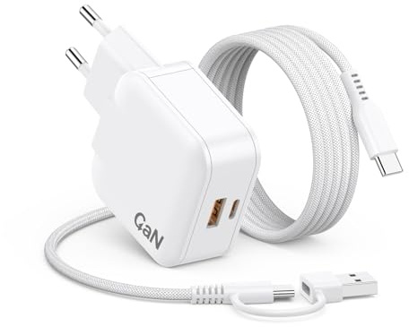 67W 65W Chargeur USB C pour MacBook Pro MacBook Air 15 14 13 Pouces M1 M2 M3 M4, i-Pad i-Phone Huawei Matebook Galaxy, pour Lenovo HP Google Xiaomi, 2 Ports Chargeur USB C Rapide avec GaN Technologie