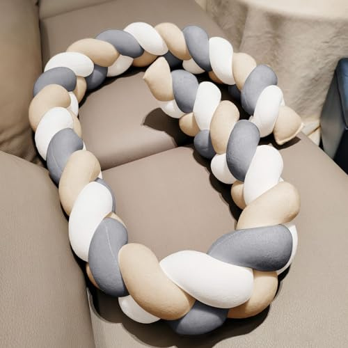 AZMAHT Cuscini Intrecciato Annodato Sponda Letto Bambini Protezione per Sponde per Lettino Cuscino a Serpente Intrecciato Paracolpi di Sicurezza Morbido Anticaduta,R16,100CM