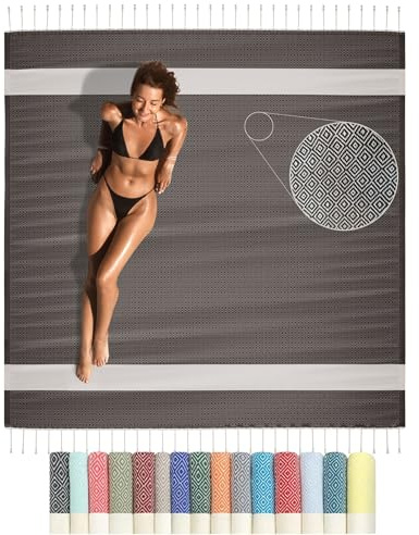 Flora Furora Saunahandtuch Saunatuch Damen + Herren, Hamamtuch groß 100x200 XXL: lang, platzsparend, leicht | Sauna Handtuch, Wellness Spa Tuch (Schwarz, 200 x 200 cm)