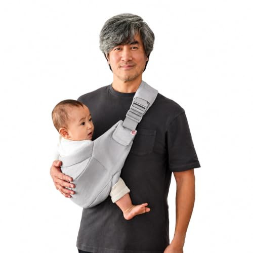 Ergobaby Upsie Sling Baby höftbärare, ergonomisk höftbärare för spädbarn och småbarn från 6 månader (7,7-20,4 kg), spontan växling mellan promenader och att bära, pärlgrå