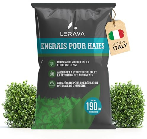 LERAVA Engrais haies (9 kg) - Fertilisant longue durée avec effet progressif - Parfait pour cyprès, photinia et laurier - Croissance dense et vigoureuse - Idéal pour plantes vigoureuses et denses