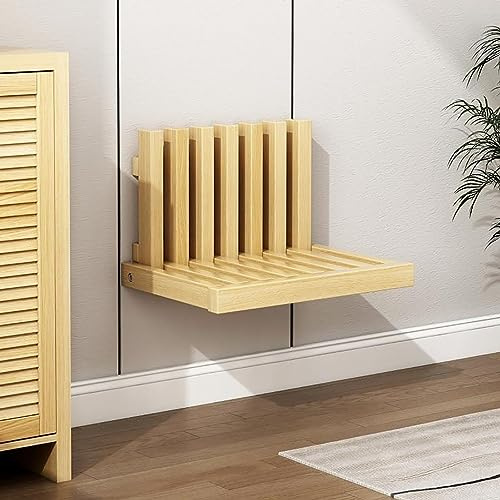 Sgabello da Doccia Pieghevole in Legno Massello, Design Salvaspazio da Parete, capacità di Carico di 300 Libbre, Sedile Multifunzionale per La Casa