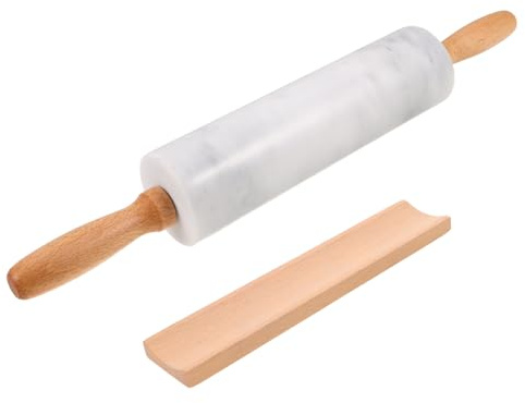 IWOWHERO 3 Pièces Pâtisserie Marbre Blanc Petit Format Non Adhérents pour Pâte Fondant Pizza et Raviolis Outil de Cuisine Ergonomique et Polyvalent pour Maison et Boulangerie