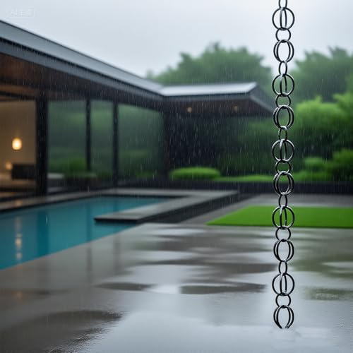 Poxvythb Regenwasserableiter, Ring-Gartendekoration, Regenfänger, Regenkette, japanische Traufentwässerung, Regenspiel for Zuhause, Innenhof, Tempel2.2m(7ft)