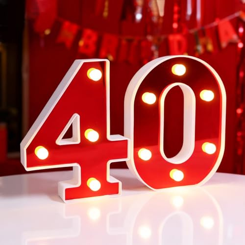 Yilnlg 40 Light up Numbers, 40th Wedding Anniversary Decoration, Marquee Numbers Lights 40, Lighted Number Sign, LED Number Lights for 40th Birthday Decorations