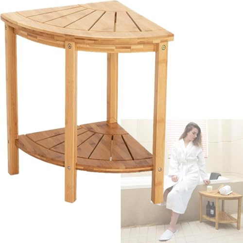 Eckdusche Hocker Sitz Kleiner Boden Badezimmer Eckregal Ständer Wasserdichtes Holz 2-Tier Spa Bath Organizer Hocker Mehrzweck-aufbewahrungsregal Für Badezimmer Küche Büro