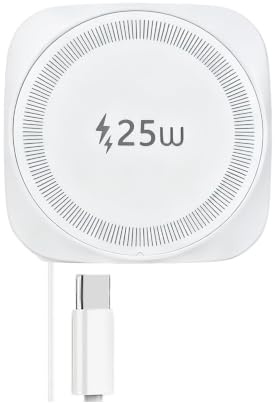 Fast Wireless Charger Qi2.2 25W Charging Pad with Retractable USB C Cable | Strong magnetic attraction mag safe 25w for iPhone 17 Compatible iPhone 17-12,Galaxy,Pixel,Airpods,etc, Good heat dissipation