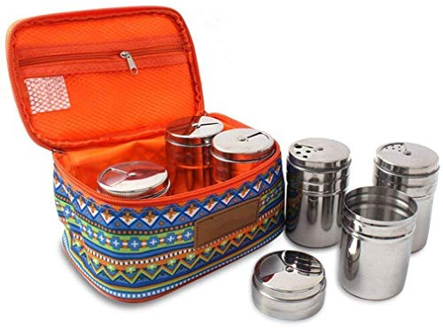 Gracelaza Set von 6 Edelstahl Gewürzdosen Salz Pfeffer Spice Shaker Gewürz Topf mit Tasche