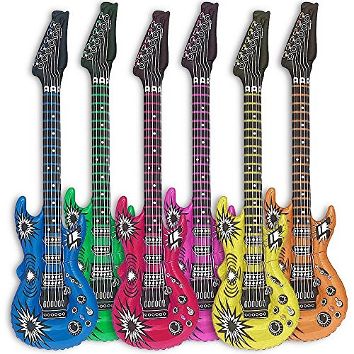 6 Stück Luftgitarre Rockstar aufblasbare Air-Guitar Luft-Gitarren aufblasbar 100cm bunt (6X)