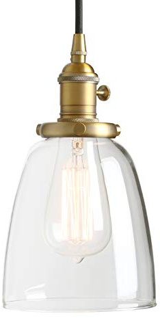 Phansthy Pendelleuchte Deckenlampe Vintage Industrie Hängeleuchte Hängelampe Lampe Kronleuchter aus Glocken Klar Glas E27 Lampenfassung Deckenleuchte für Küche Keller Wohnzimmer (antike Farbe)