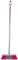 Kleeneze KL062437EU Soft Bristle Broom - Removes Dirt & Dust, Scratch Free Bristles, Extra Long 1.2 M Handle, Stainless Steel, For Hard Floors, Kitchen/Bathroom Sweeping, Compact Head, Pink/Grey