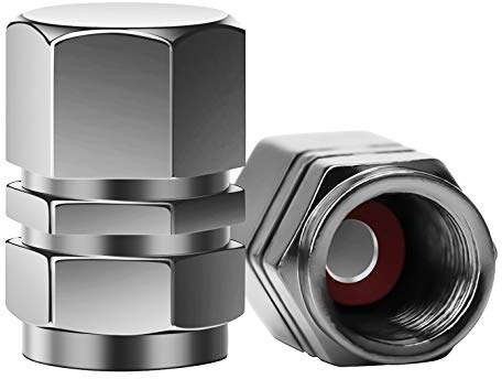 SAVITA 8 Pezzi Tappi Valvola di Alluminio Coperchio Valvole Esagonali Universali per Auto, SUV, Bici, Biciclette, Camion, Motocicli | Heavy-Duty, Guarnizione Ermetica | Screw-On, Easy-Grip (Argento)