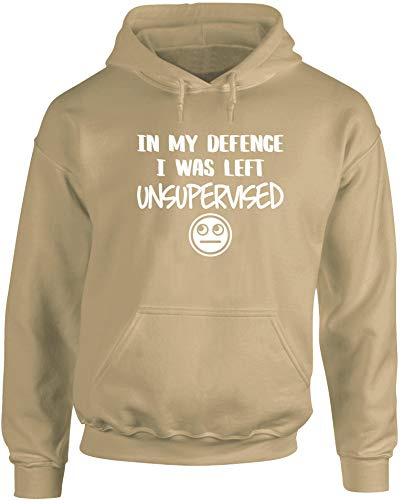 Hippowarehouse in My Defence I was Left Unsupervised Unisex Hoodie Hooded top (Specific Size Guide in Description)