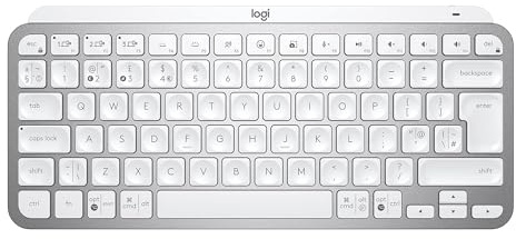 Logitech MX Keys Mini Minimalistiskt Trådlöst Belyst Tangentbord, Kompakt, Bluetooth, Bakgrundsbelyst, USB-C, Kompatibel med Apple macOS, iOS, Windows, Linux, Android, PAN QWERTY - Ljusgrå
