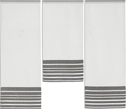 Experience by Omega 3er I 4er Mini Flächenvorhang Set Anthrazit 4027 I 3 Teile I Scheibengardine Gesamtbreite 90 cm (3x30cm) I Höhe 80/60/80cm, 4027 02