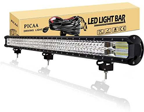 PICAA Led Arbeitsscheinwerfer,45 Zoll 7D 612W Lichtbalken Mit 12V Kabelbaum | Wasserdicht,Dreireihig, Zusatzscheinwerfer Bar, Spot Flutlicht Kombination, für SUV Offroad ATV UTV Traktor 4x4 Auto,6000K