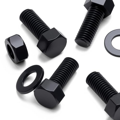 20x boulons hexagonaux noirs en nylon PA66 M10 x 25mm, écrous et rondelles | Vis à tête hexagonale robustes, résistantes à la corrosion, non conductrices et non magnétiques