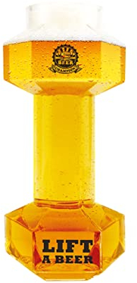 Winkee Vaso de cerveza con mancuernas – 0,68 litros de capacidad – Vaso de cerveza divertido – Desarrollo muscular al beber cerveza – El gimnasio para los amantes de la cerveza