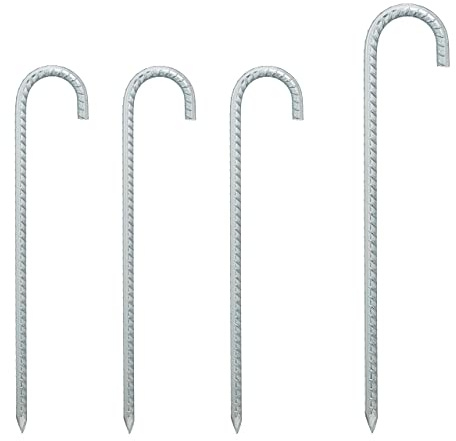 Relaxdays Bodenanker 4er Set, XL Zeltheringe, extra lang, stabile Erdanker Camping, Zeltzubehör, Stahl, 38,5 cm, Silber