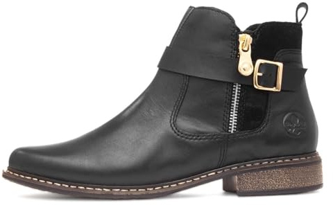 Rieker Forbes Z4959 svarta läderstövlar för kvinnor Standard Fit 7,5 UK, Schwarz, 40.5 EU